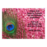 Pink Glittery Rocks Peacock Birthday Invitation