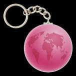 Pink Globe Keychain