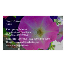 Pink gloryand dark purple flowers business cards