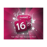Pink Glowing Swirls and Stars Sweet 16 Flyers