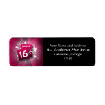 Pink Glowing Swirls and Stars Sweet 16 labels