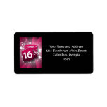 Pink Glowing Swirls and Stars Sweet 16 labels