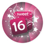 Pink Glowing Swirls and Stars Sweet 16 stickers