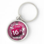 Pink Glowing Swirls Sweet 16 Personalized Keychain keychains