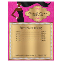 Pink Gold Damask African American Salon Flyer