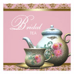 Pink Gold Damask Tea Cup Bridal Shower Custom Invitation
