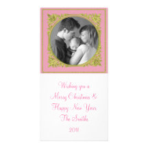Pink & Gold Frame Customized Photo Card