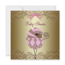 Pink Gold Lace Baby Girl Shower Invites
