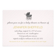 Pink & Gold Vintage Stroller Baby Shower Invitatio Invite