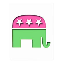 Pink GOP Elephant Post Card