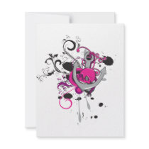pink gothic skull and anchor vector art design custom invitation
