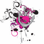 pink gothic skull and anchor vector art design photo sculpture