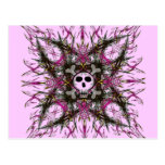 Pink Gothic Skull Fractal Postcard