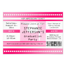 Pink Graduation or Party Admission Ticket Custom Invitation