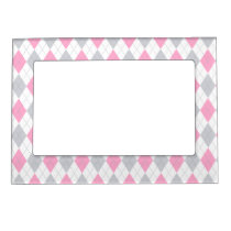Pink Gray Argyle Pattern magnetic frames