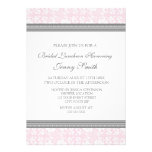 Pink Gray Damask Bridal Lunch Invitation Cards