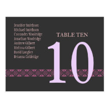 PINK & GRAY Table Number Card Reception Post Card