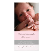 Pink Gray Thank You Baby Shower Photo Cards