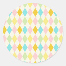 Pink green blue yellow preppy diamonds round stickers