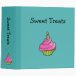 Pink & Green Cupcake aqua Binder