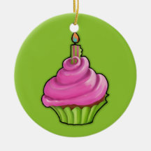 Pink & Green Cupcake green Ornament