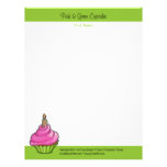 Pink & Green Cupcake green Personalized Letterhead