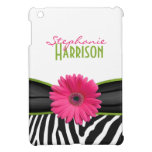 Pink Green Daisy Zebra Print Personalized