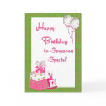 Pink Green Dots Birthday Greeting Card