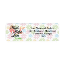 Pink/Green Floral Faith Hope Love Custom Return Address Label