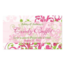 Pink Green Floral Wedding Candy Buffet Gift Cards Business Card Template