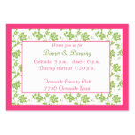 Pink Green Floral Wedding Reception Card Business Cards