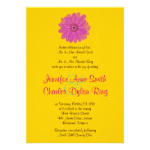 Pink & Green Gerber Daisy Wedding Invitation