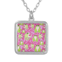 Pink Green Love Frogs Custom Necklace