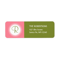 Pink & Green Monogram Address Label