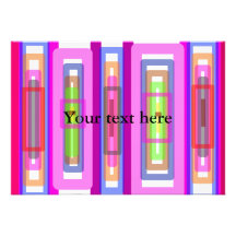 Pink green multicolored rectangles personalized invitations