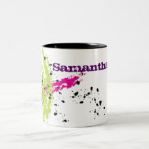 Pink Green Paint Splash Ink Splotch Coffee Mug Cup
