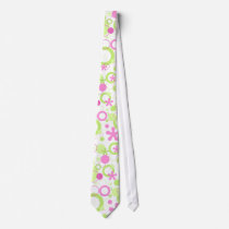 Pink green pattern neckties