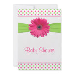 Pink Green Polka Dot Baby Shower Invitation