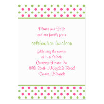 Pink Green Polka Dots Bat Mitzvah Reception Card Business Card