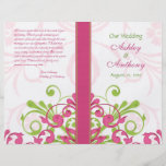Pink Green White Abstract Floral Wedding Program Flyer Design