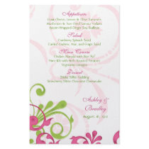 Pink Green White Floral Wedding Menu Card
