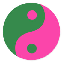 Pink & Green Yin Yang Symbol Round Stickers