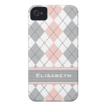Pink Grey Argyle iPhone 4 Case-Mate Cover Preppy