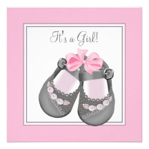 Pink Grey Baby Shoes Pink Grey Baby Girl Shower Invite