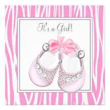 Pink Grey Baby Shoes Pink Grey Baby Girl Shower Invitation