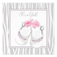 Pink Grey Baby Shoes Pink Grey Baby Girl Shower Custom Invite