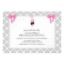 Pink & Grey Ballet Recital Invitations