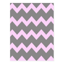 Pink Grey Chevrons Postcard