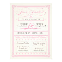 Pink, Grey & Cream Poster Style Wedding Invite