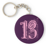 PINK GRUNGE NUMBER 13 KEY CHAINS